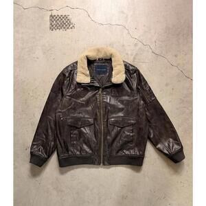 Tommy Hilfiger Men's Brown Leather Bomber Jacket